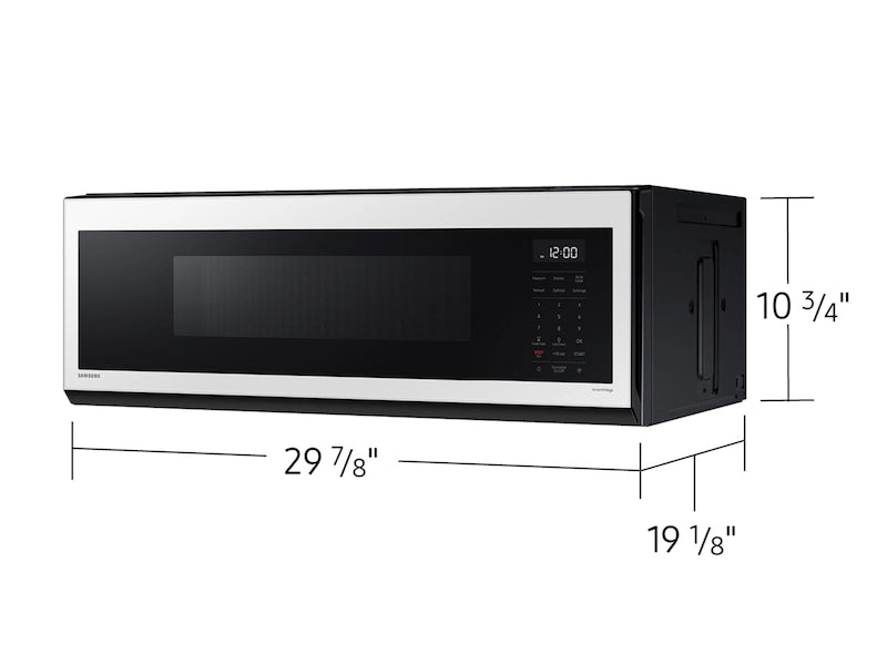 1.1 cu. ft. Bespoke Smart SLIM Over-the-Range Microwave with 400 CFM Hood Ventilation, Wi-Fi & Voice Control in White Glass