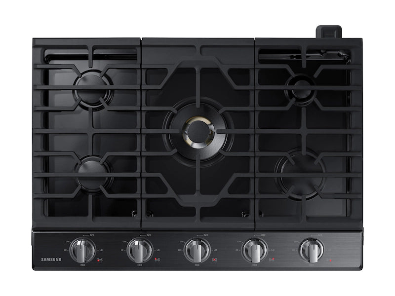 30" Smart Gas Cooktop with 22K BTU Dual Power Burner in Black Stainless Steel