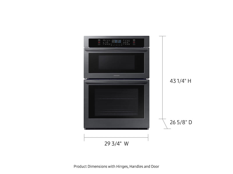 Smart Electric Wall Oven with Microwave Combination in Black Stainless Steel