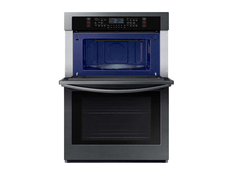 Smart Electric Wall Oven with Microwave Combination in Black Stainless Steel