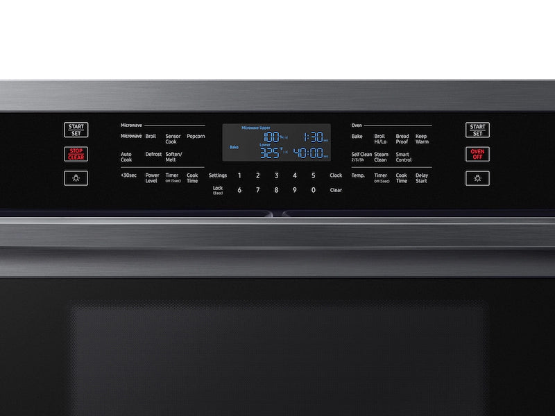 Smart Electric Wall Oven with Microwave Combination in Black Stainless Steel